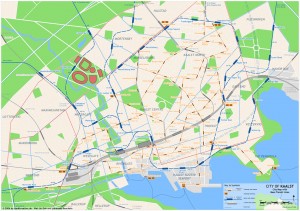 Kaalst city map with public transit lines